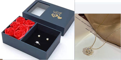 Retro Magnetic Four Leaf Clover Heart Pendant Necklace for Women