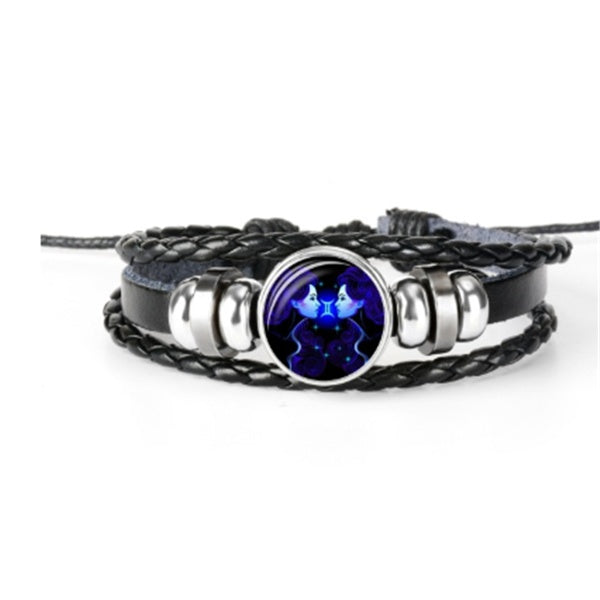 12 Zodiac Constellation Luminous Braided Bracelet for Men Women Kids