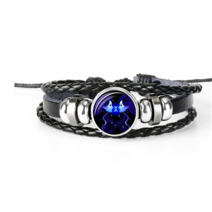 12 Zodiac Constellation Luminous Braided Bracelet for Men Women Kids