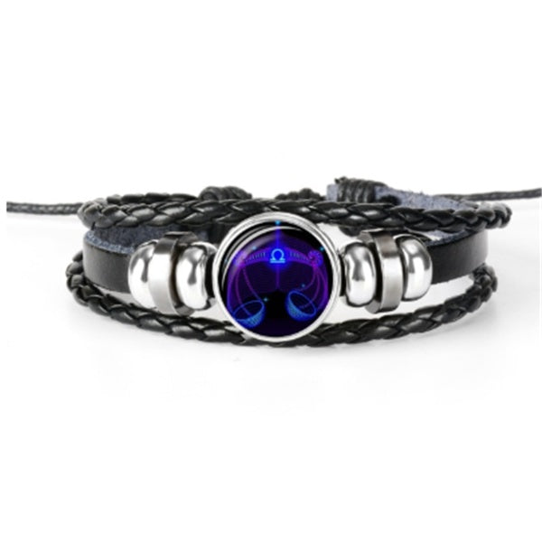 12 Zodiac Constellation Luminous Braided Bracelet for Men Women Kids