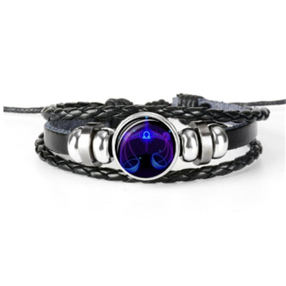 12 Zodiac Constellation Luminous Braided Bracelet for Men Women Kids