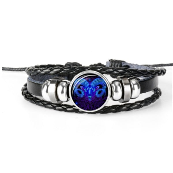 12 Zodiac Constellation Luminous Braided Bracelet for Men Women Kids