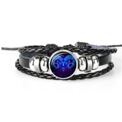 12 Zodiac Constellation Luminous Braided Bracelet for Men Women Kids
