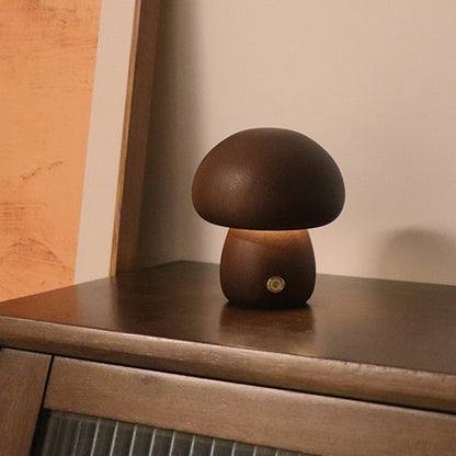 Wooden Mushroom LED Touch Bedside Lamp