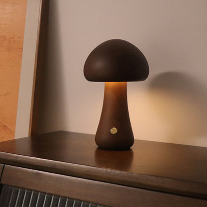 Wooden Mushroom LED Touch Bedside Lamp