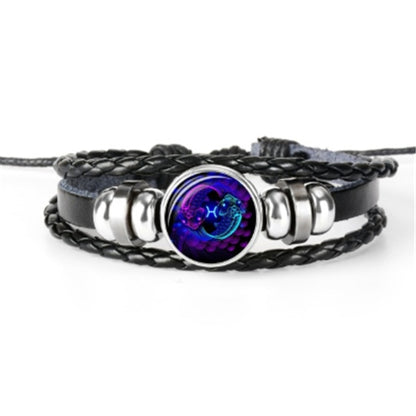 12 Zodiac Constellation Luminous Braided Bracelet for Men Women Kids