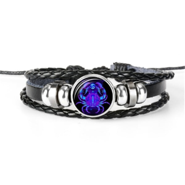 12 Zodiac Constellation Luminous Braided Bracelet for Men Women Kids