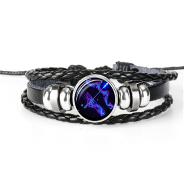12 Zodiac Constellation Luminous Braided Bracelet for Men Women Kids