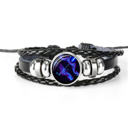 12 Zodiac Constellation Luminous Braided Bracelet for Men Women Kids