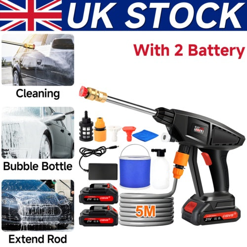 2 Battery Cordless Car High Pressure Washer Jet Wash Cleaner Gun Portable UK