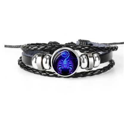 12 Zodiac Constellation Luminous Braided Bracelet for Men Women Kids