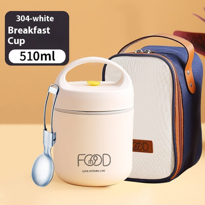 Soup Pot Portable With Cover Spoon Insulated Lunch Box