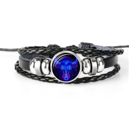 12 Zodiac Constellation Luminous Braided Bracelet for Men Women Kids