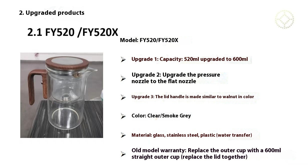 One Click Magnetic Teapot Separation Filtration Glass Tea Pot