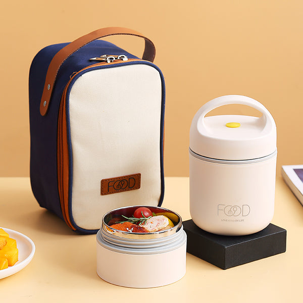 Soup Pot Portable With Cover Spoon Insulated Lunch Box