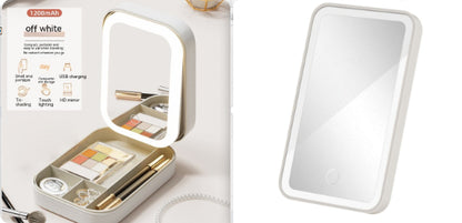 Makeup Storage Box With LED Light Mirror