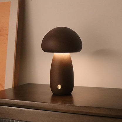 Wooden Mushroom LED Touch Bedside Lamp